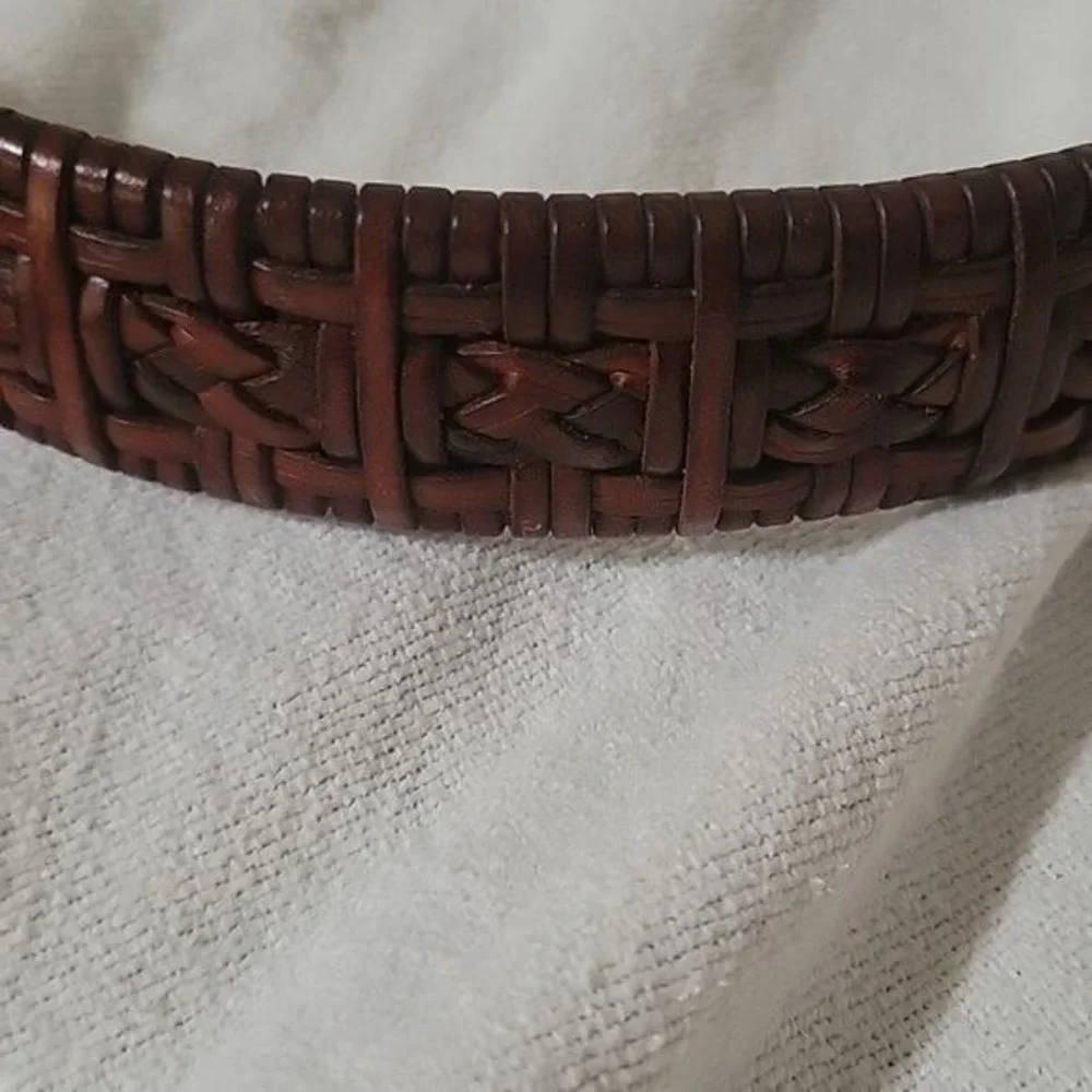 Rustic Brown Mens Braided Stretchy Full Grain Leather‎ Cowboy Dress Belt 36